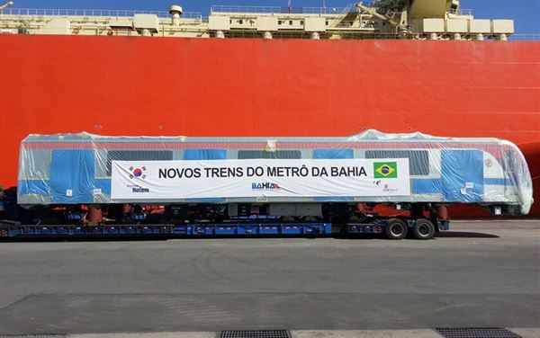  Dois novos trens de metrô de Salvador ‘embarcam’ na Coreia do Sul