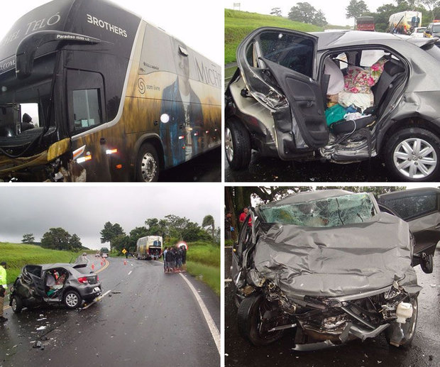  Ônibus da banda de Michel Teló bate de frente com carro e três pessoas morrem